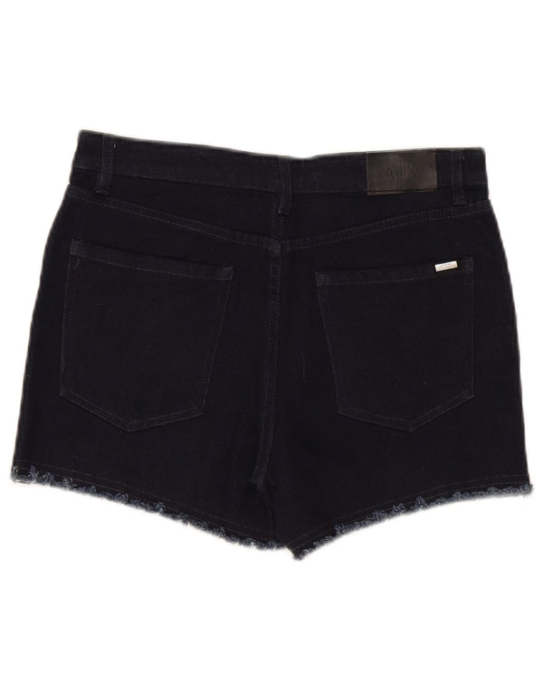 Pantaloncini di jeans a vita media da donna Armani Exchange W26 piccoli in cotone nero