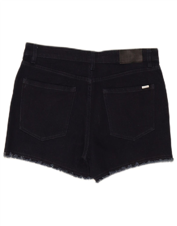 Pantaloncini di jeans a vita media da donna Armani Exchange W26 piccoli in cotone nero