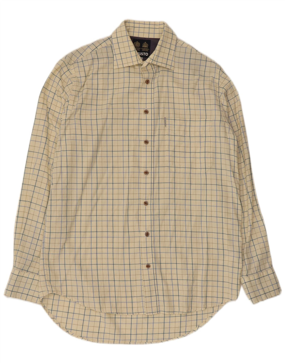 Camicia da uomo Musto taglia 15 1/2 cotone medio a quadri gialli
