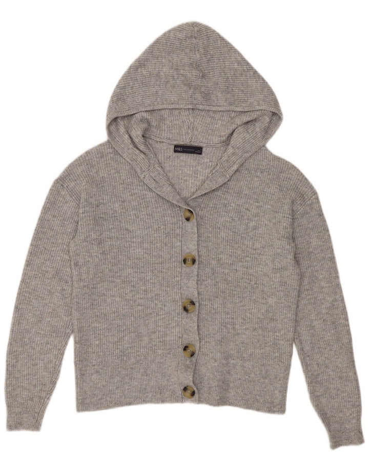 Maglione cardigan con cappuccio da donna Marks & Spencer UK 14 Poliestere grigio medio