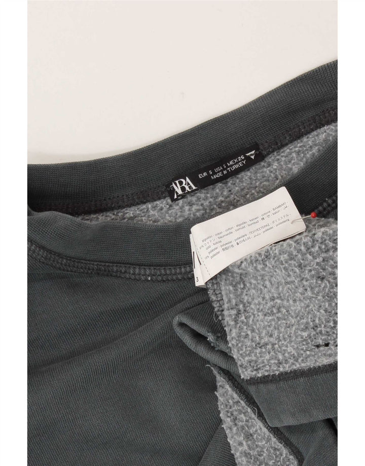 Felpa corta oversize da donna Zara UK 10 piccola in cotone grigio