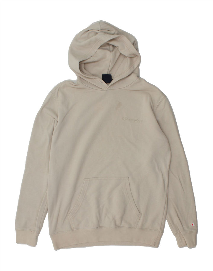 CHAMPION Mens Hoodie Jumper Small Beige Cotton Vintage Champion and Second-Hand Champion from Messina Hembry 