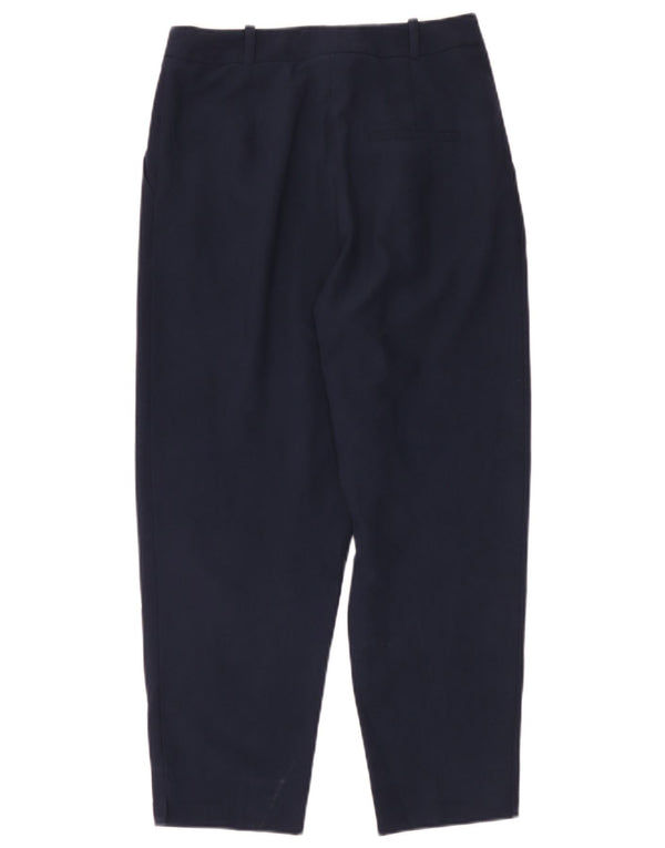 Topshop Pantaloni casual a vita alta da donna UK 10 Small W28 L26 Blu Navy