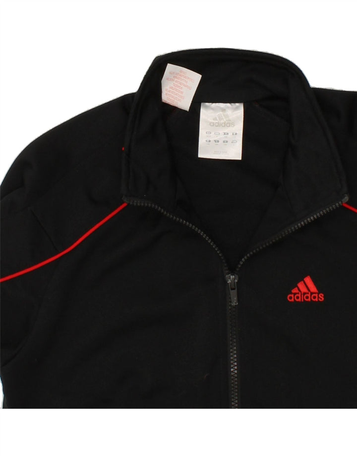 ADIDAS Boys Tracksuit Top Jacket 9-10 Years Small Black Polyester Vintage Adidas and Second-Hand Adidas from Messina Hembry 