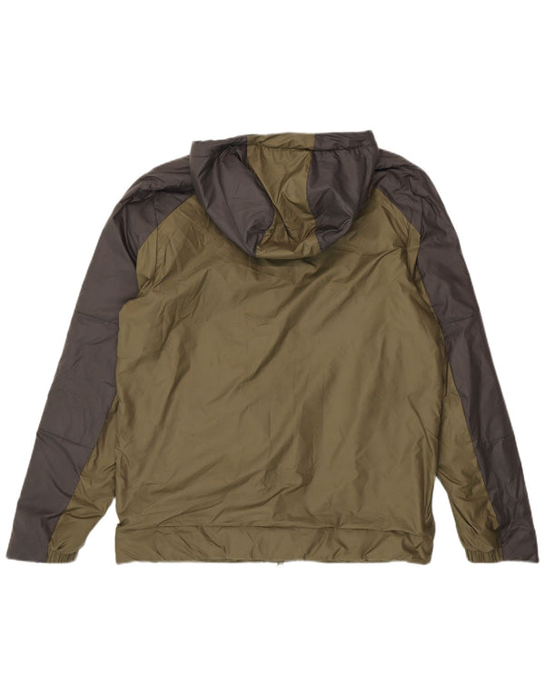 Giacca a vento con cappuccio Nike da uomo UK 40 Large Khaki Colourblock Poliestere