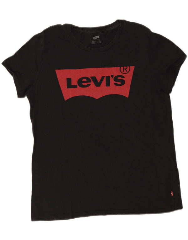 T-shirt grafica da donna Levi's Top UK 12 cotone nero medio