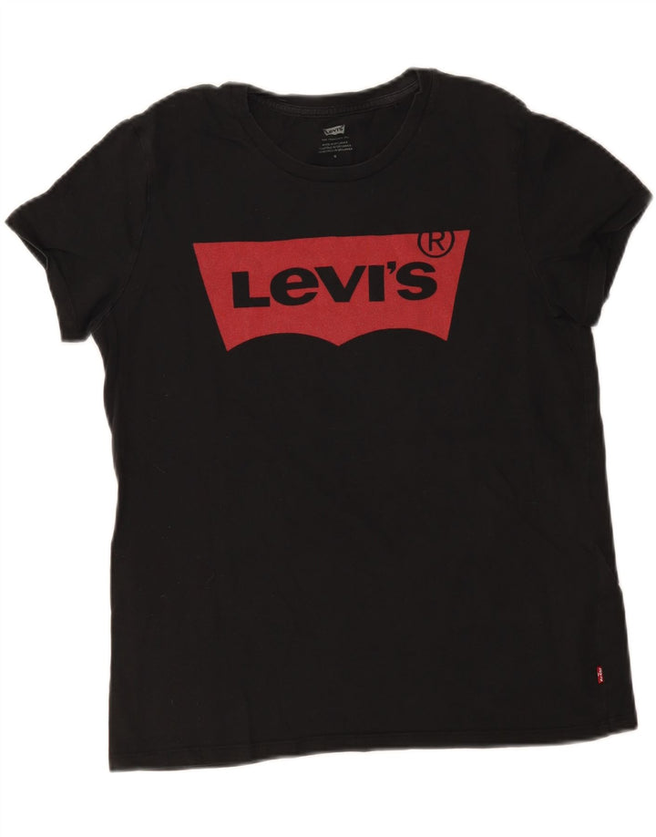 T-shirt grafica da donna Levi's Top UK 12 cotone nero medio