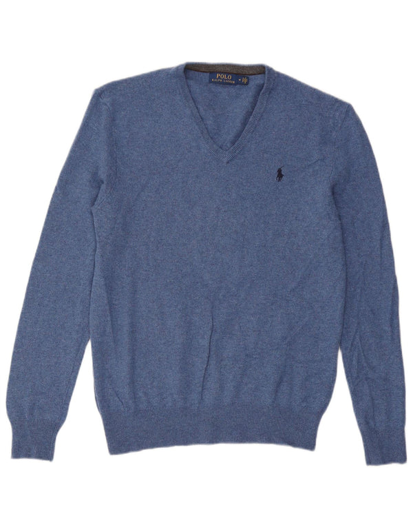 Polo Ralph Lauren Maglione da uomo con scollo a V in lana blu medio