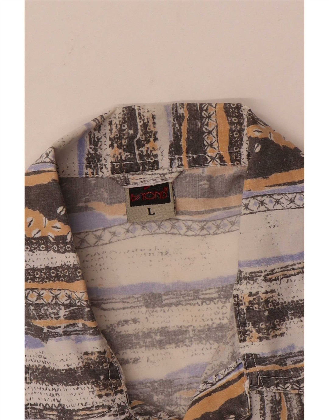 Camicia a maniche corte da uomo Beyond, grande in poliestere a righe multicolori