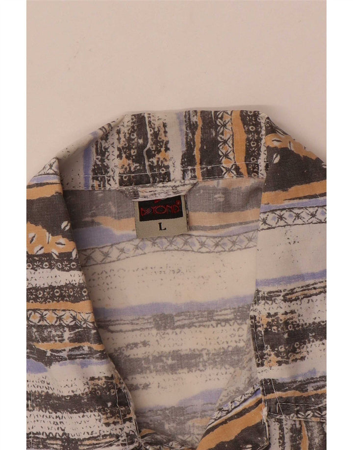 Camicia a maniche corte da uomo Beyond, grande in poliestere a righe multicolori