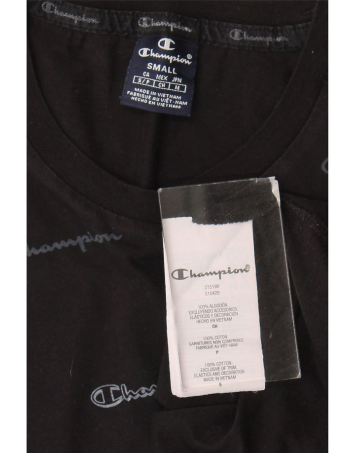 T-shirt grafica da uomo Champion Top piccola in cotone nero
