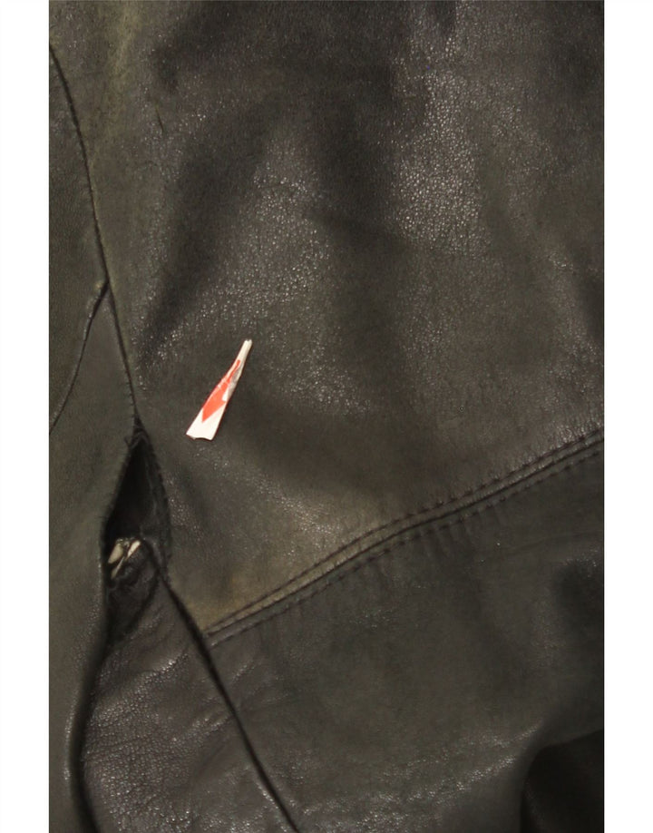 Giacca in pelle vintage da uomo UK 38 media nera