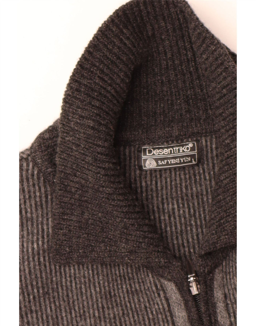 Maglione cardigan da uomo vintage grande blocco di colore grigio