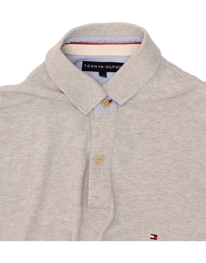 TOMMY HILFIGER Mens Polo Shirt Large Grey Cotton Vintage Tommy Hilfiger and Second-Hand Tommy Hilfiger from Messina Hembry 