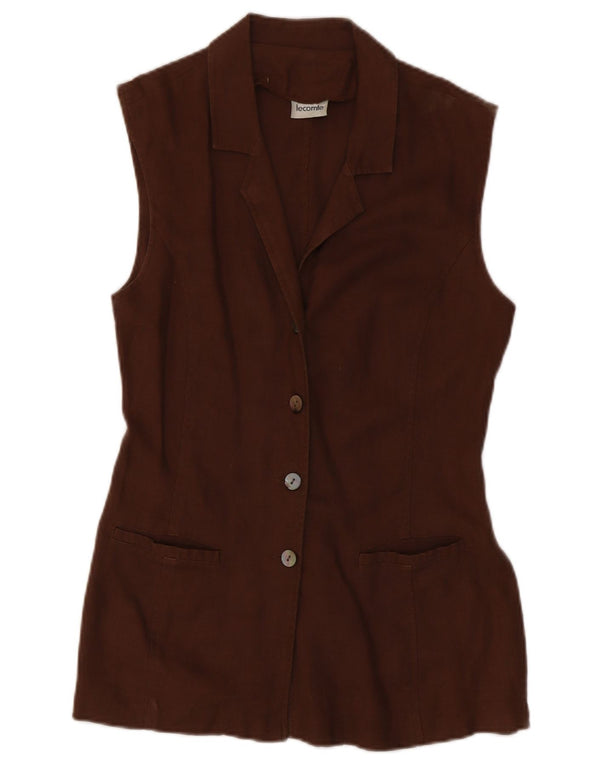 Giacca blazer senza maniche da donna a 3 bottoni Lecomte UK 10 piccola marrone
