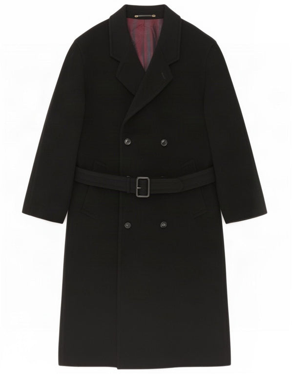 Cappotto doppiopetto vintage da uomo UK 38 lana nera media