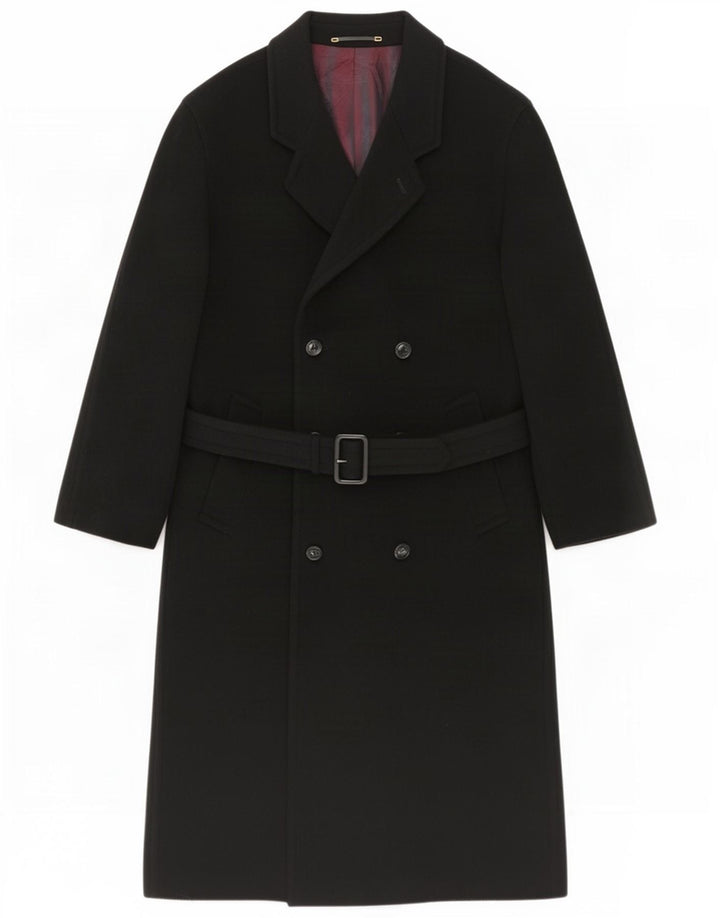 Cappotto doppiopetto vintage da uomo UK 38 lana nera media