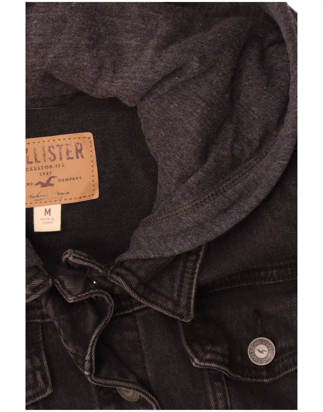 Giacca di jeans con cappuccio da donna Hollister UK 14 Colorblock grigio medio