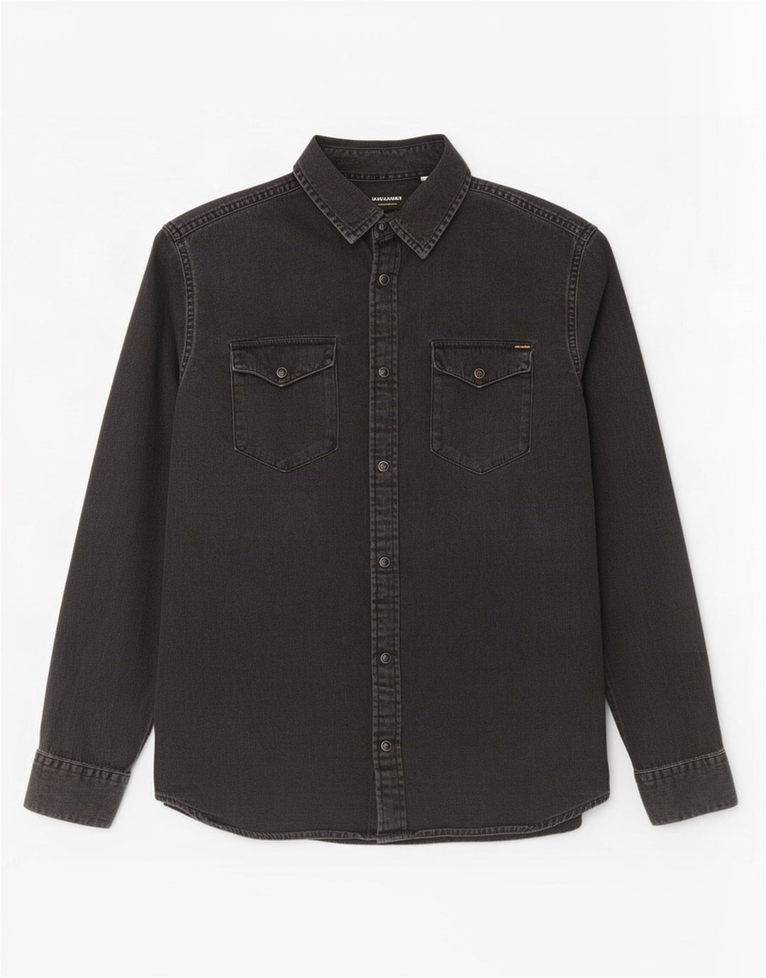 Camicia di jeans da uomo Jack & Jones grande in cotone nero