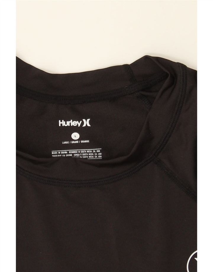 HURLEY Womens Top Long Sleeve UK 14 Large Black Polyester Vintage Hurley and Second-Hand Hurley from Messina Hembry 