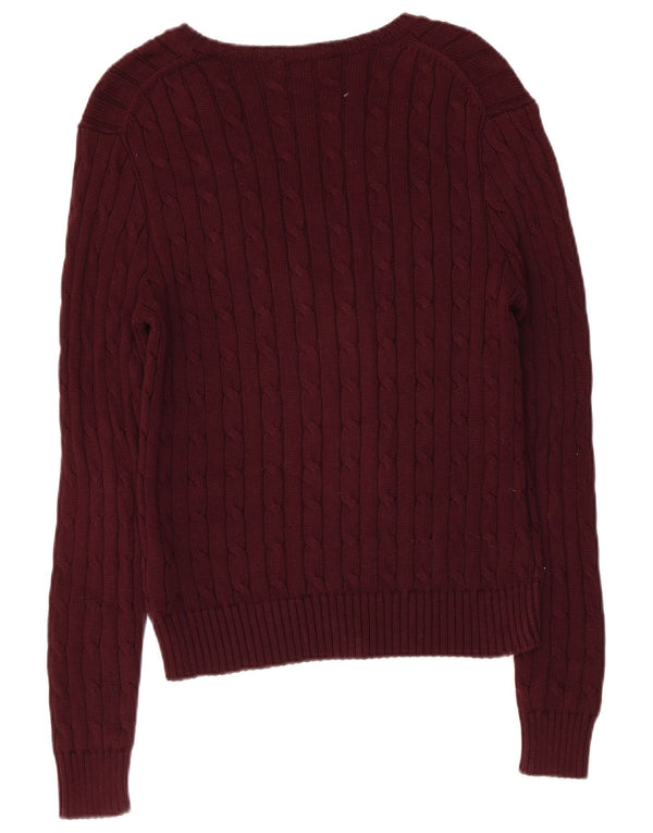 Polo Ralph Lauren Maglione da donna con scollo a V UK 14 Grande cotone marrone