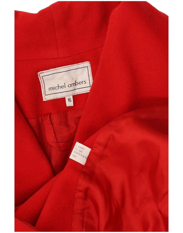 Cappotto doppiopetto oversize da donna Michel Ambers UK 16 Large Red Wool