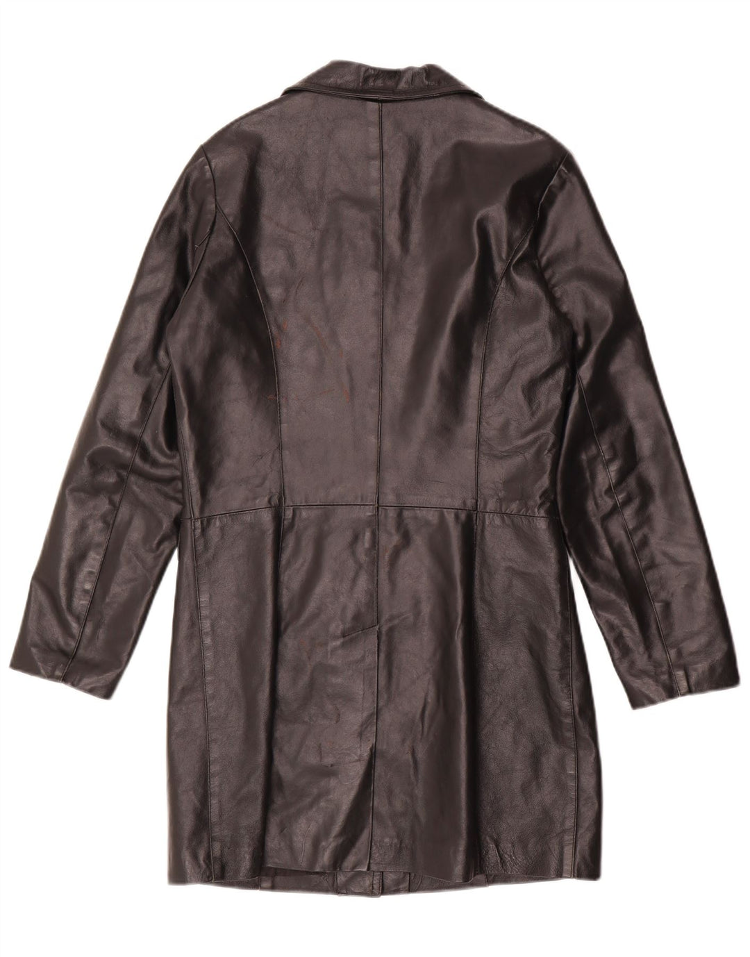 Cappotto in pelle da donna VINTAGE UK 14 Pelle nera media