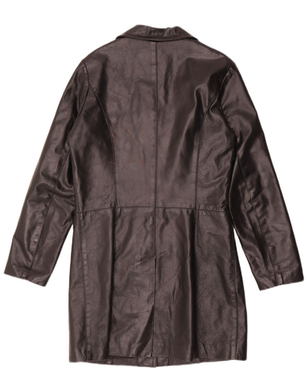 Cappotto in pelle da donna VINTAGE UK 14 Pelle nera media
