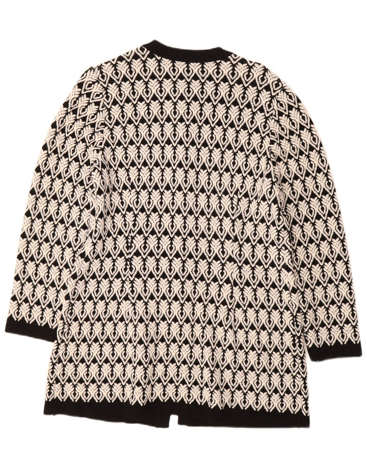 STIZZOLI Maglia Cardigan Donna Lunga IT 46 Large Bianco Geometrico