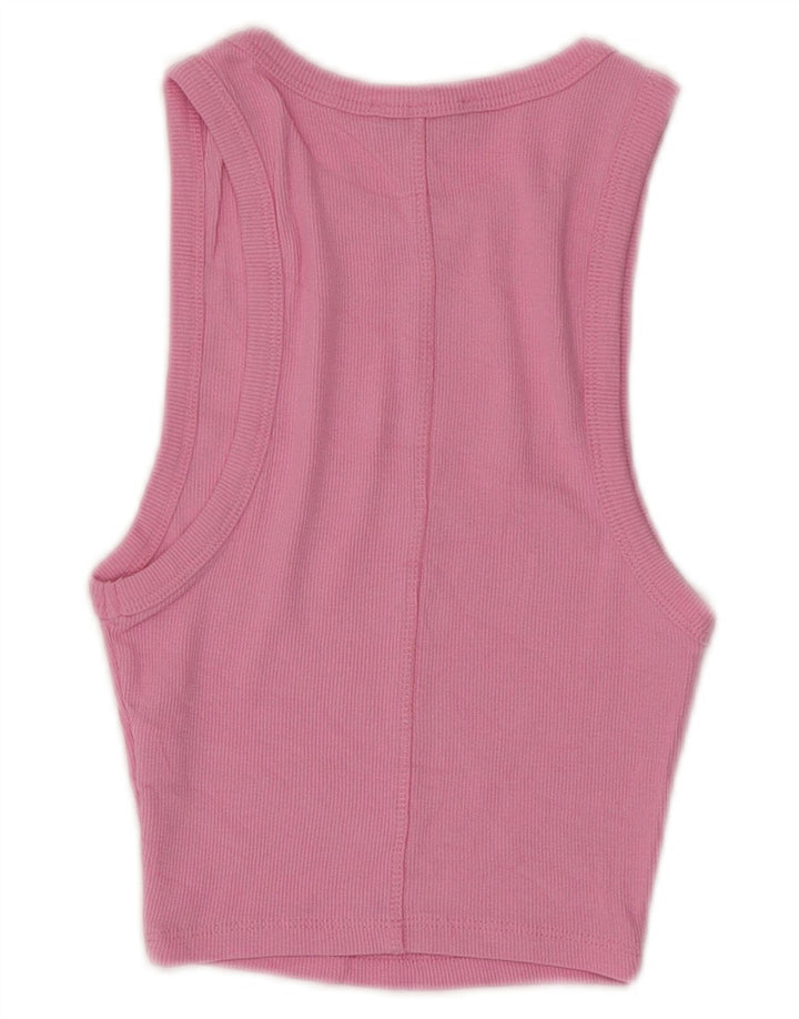 Canotta corta da donna Zara UK 8 piccola in cotone rosa