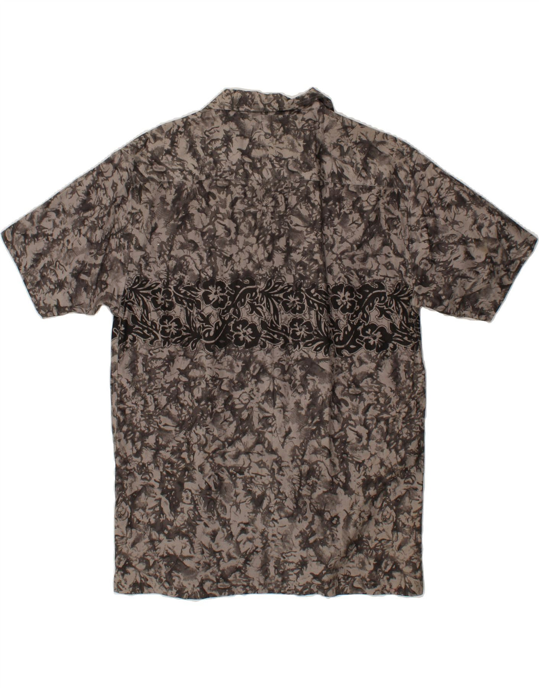 VINTAGE Mens Short Sleeve Shirt Large Grey Floral Vintage Vintage and Second-Hand Vintage from Messina Hembry 
