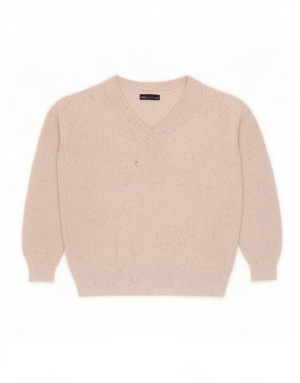 Maglione maglione con scollo a V da donna Marks & Spencer UK 10 piccolo grigio chiazzato