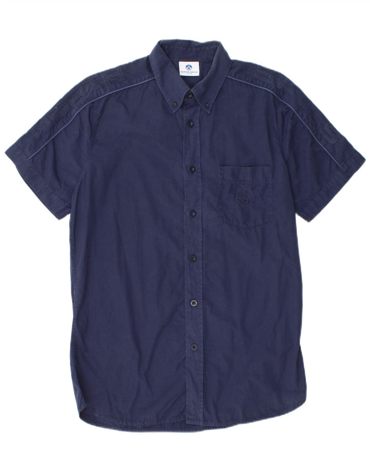Camicia a maniche corte da uomo North Sails in cotone blu navy medio