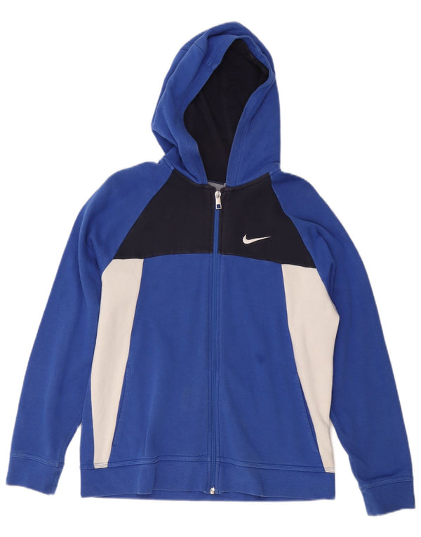 Felpa con cappuccio e zip NIKE per ragazzi 13-14 anni XL in cotone color block blu