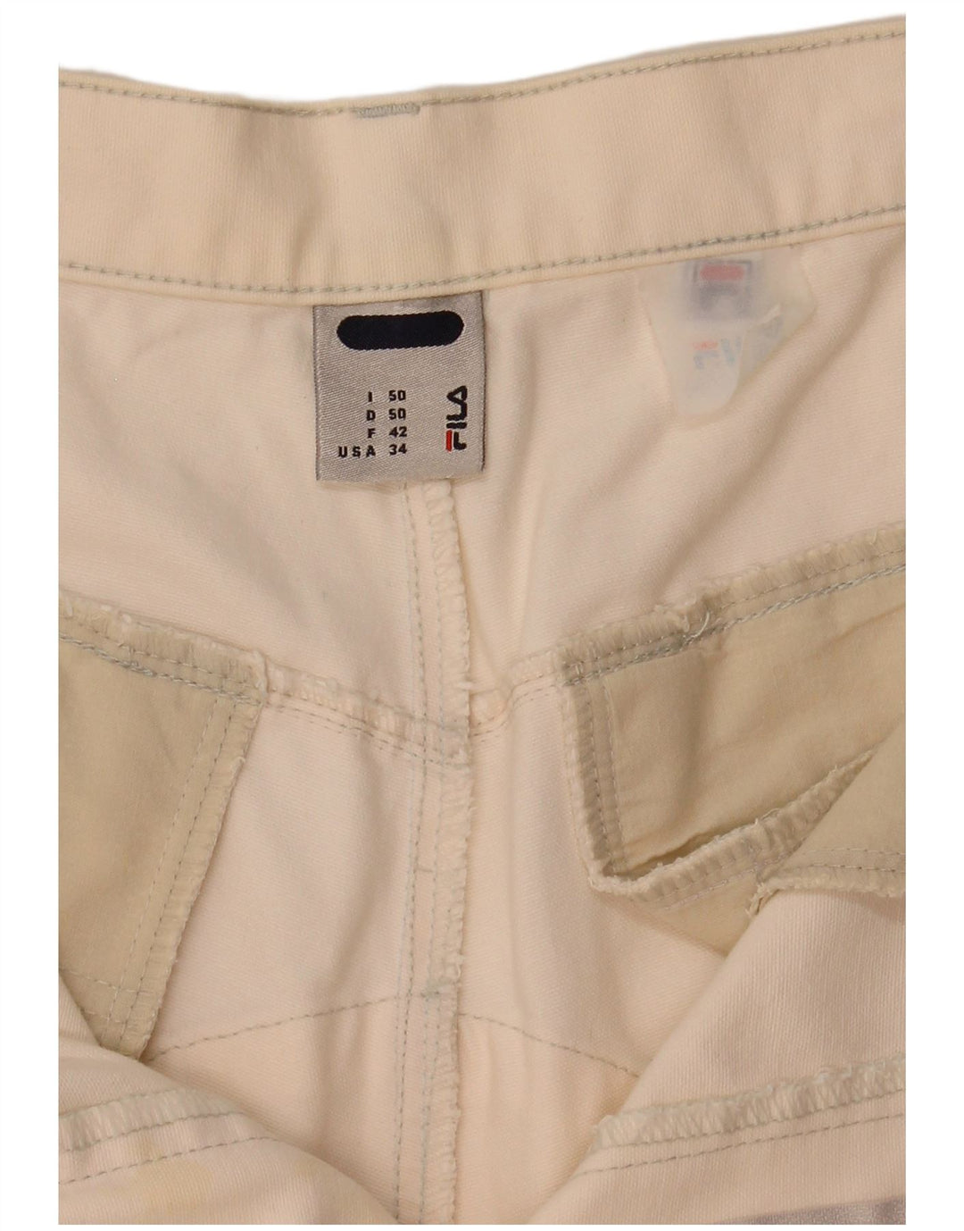Pantaloncini chino da uomo Fila IT 50 Large W34 bianco sporco