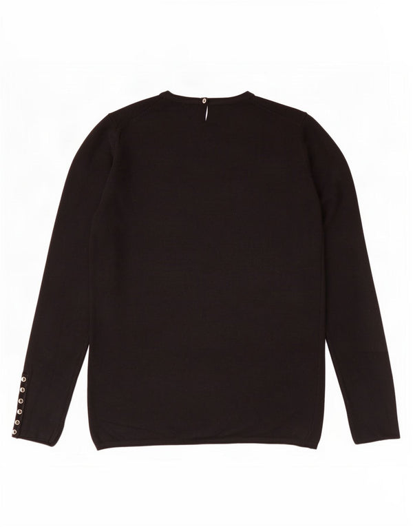 Zara Womens Crew Neck Jumper Sweater UK 14 Large Black