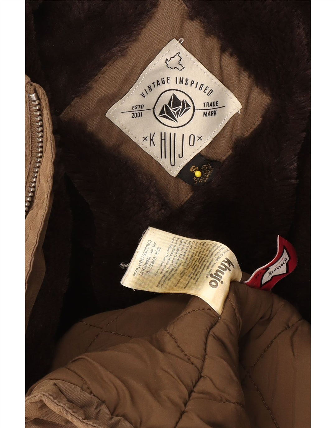Giacca parka da uomo con cappuccio KHUJO UK 36 piccola poliestere marrone