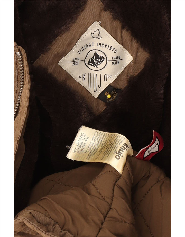 Giacca parka da uomo con cappuccio KHUJO UK 36 piccola poliestere marrone