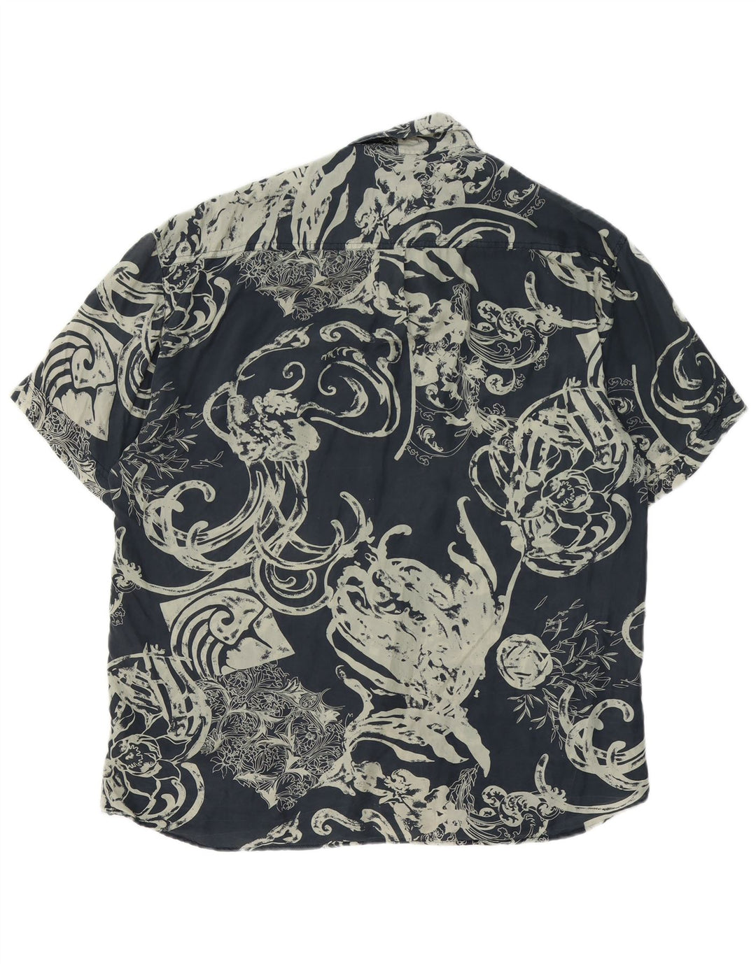 REPORT Camicia da uomo a maniche corte taglia 41/42 Large Blu Navy Paisley