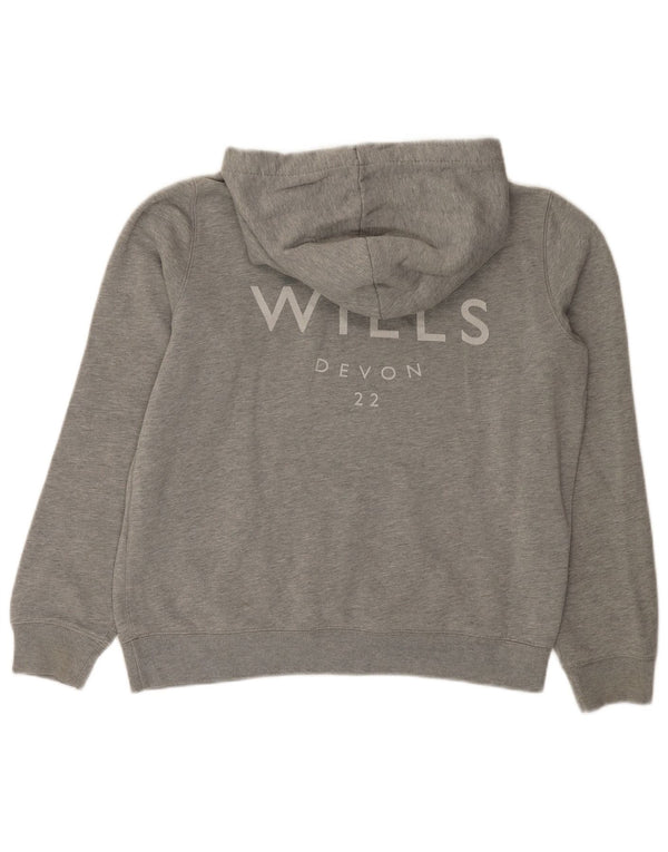 Maglione con cappuccio grafico da donna Jack Wills Devon UK 16 grande cotone grigio