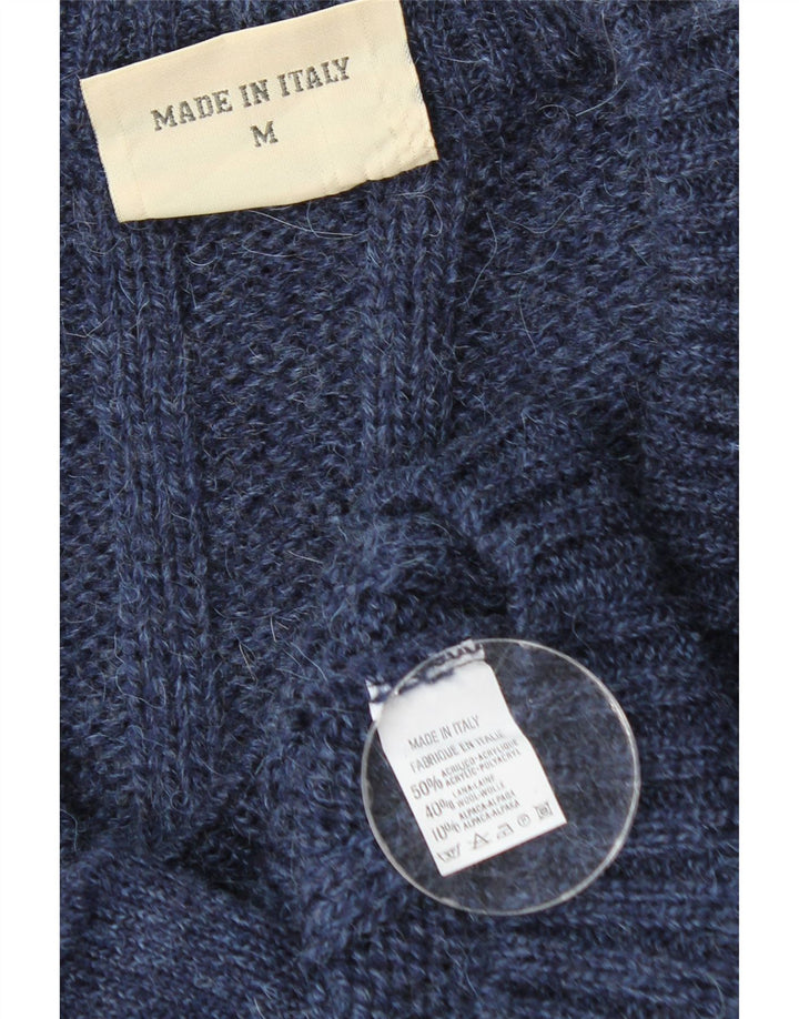 Maglione cardigan da uomo vintage in acrilico blu navy medio