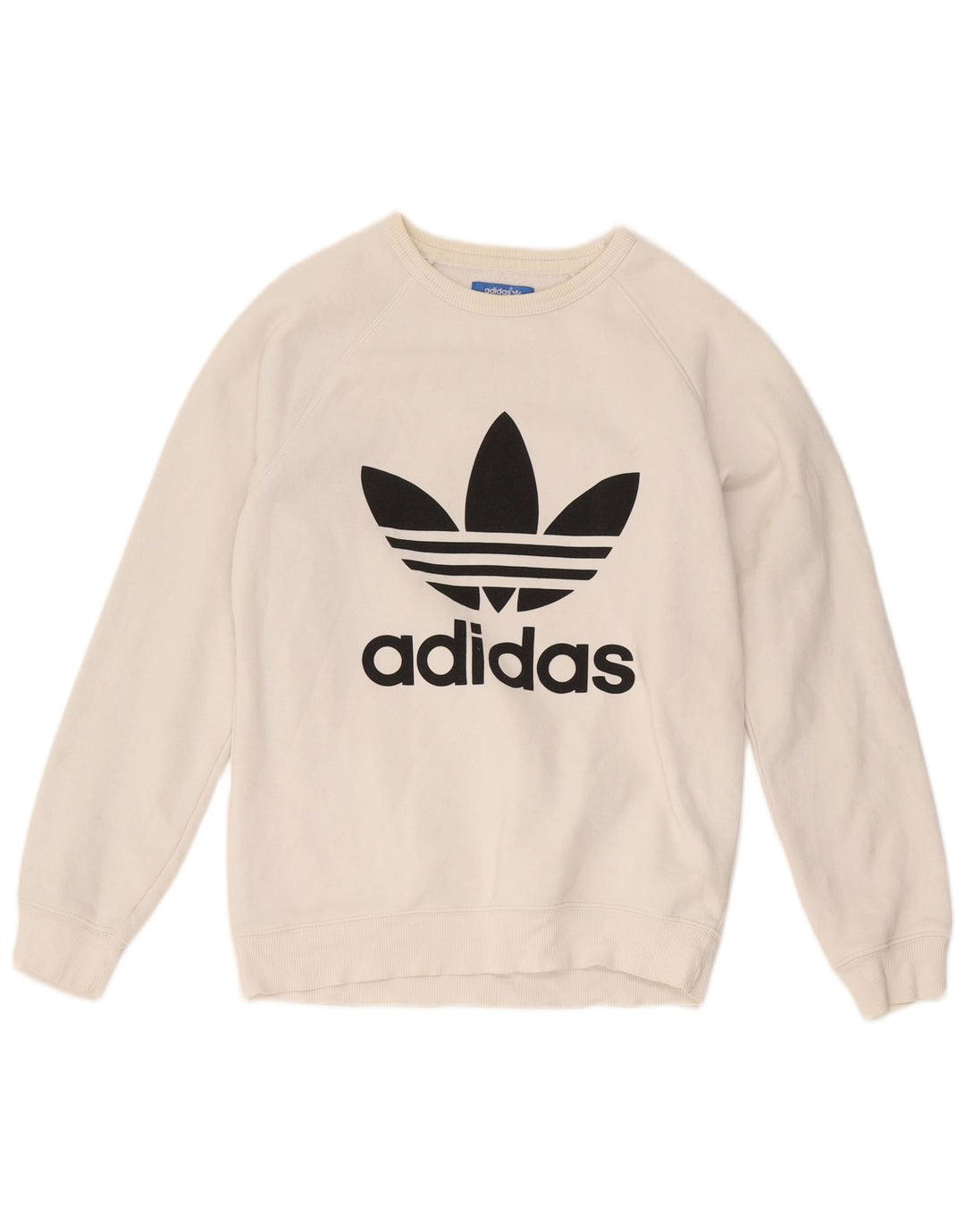 Felpa con grafica Adidas da uomo, piccola, in cotone bianco