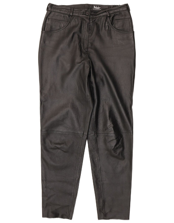 Pantaloni in pelle affusolati da donna Woodpecker UK 16 Large W34 L31 Neri