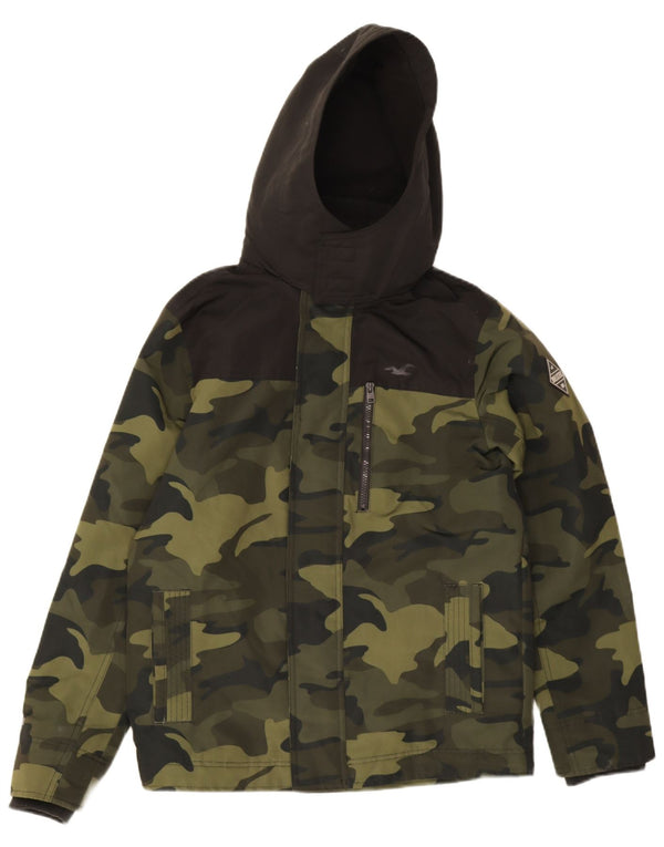 Giacca a vento con cappuccio da uomo Hollister UK 36 Small Khaki Camouflage