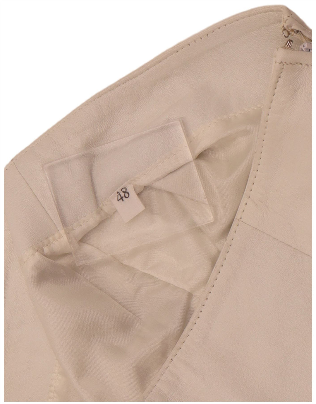 Gonna in pelle vintage da donna IT 48 XL W32 Bianca