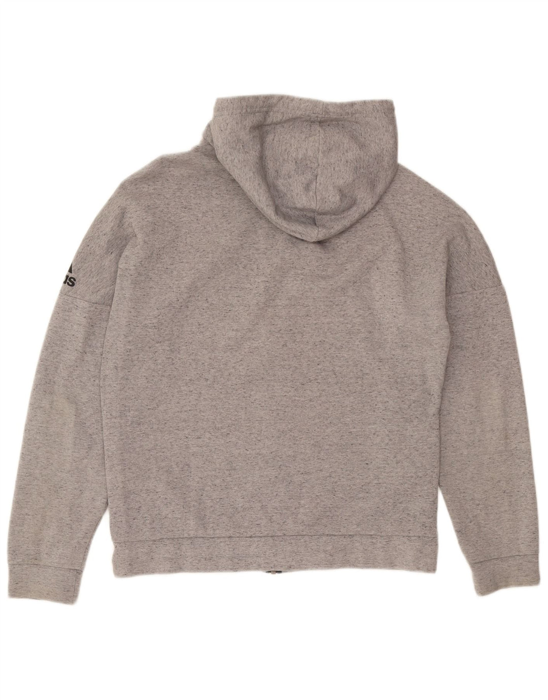 Maglione con cappuccio e zip grafica Adidas da uomo grigio medio chiazzato