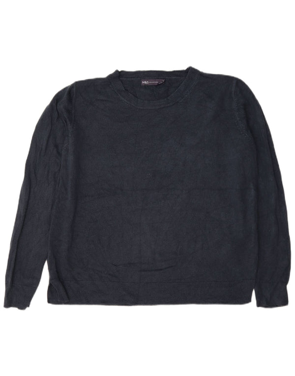 Maglione maglione con scollo a barca da donna Marks & Spencer UK 18 XL acrilico blu navy