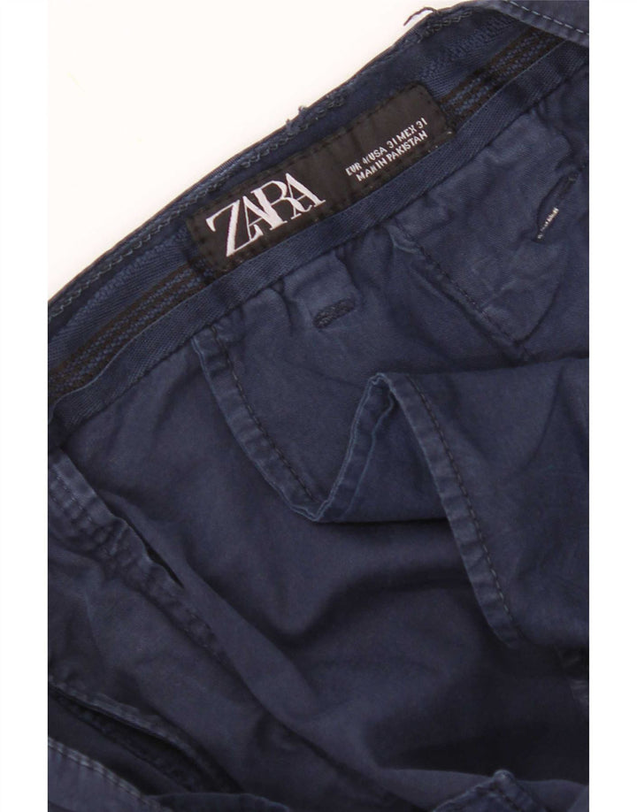 Pantaloni corti slim da uomo Zara EU 40 medi W31 L26 blu navy
