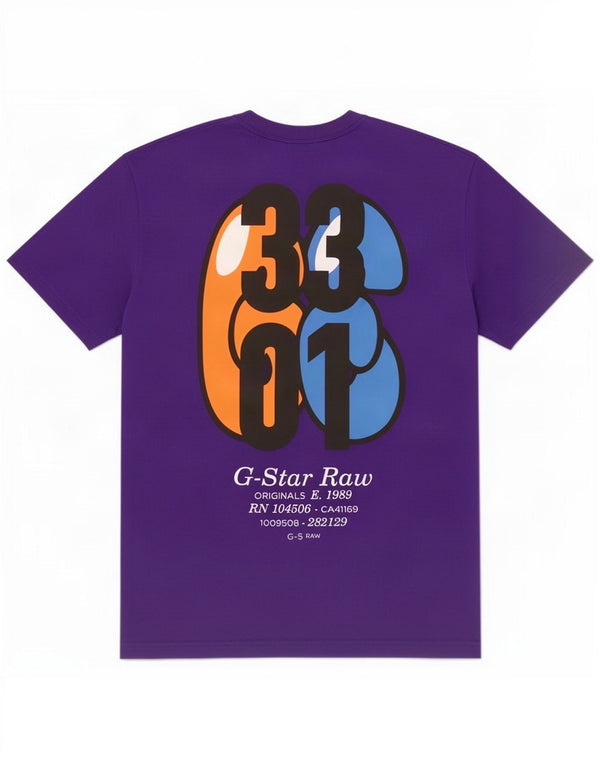 T-shirt grafica da uomo G-Star Top XL in cotone viola