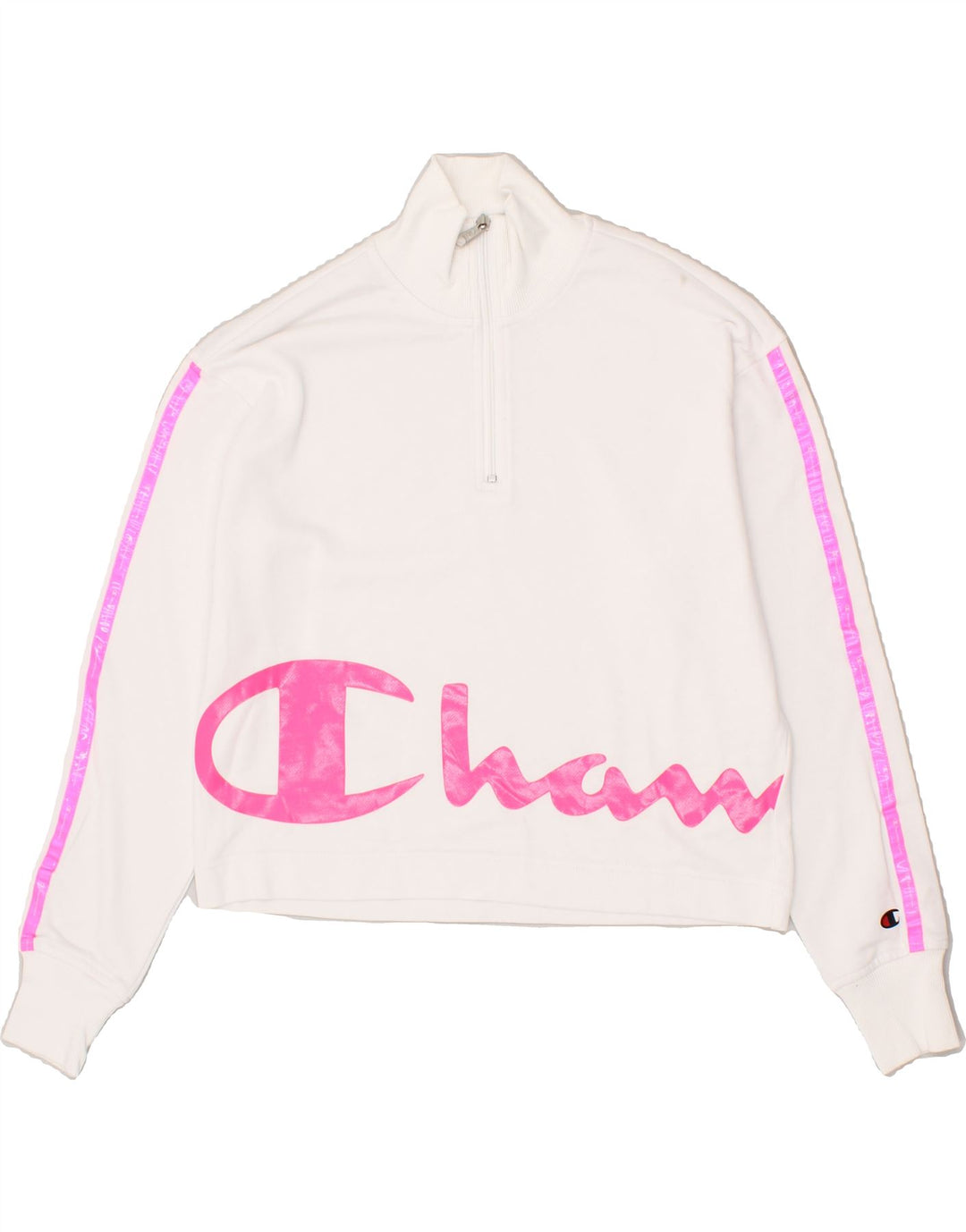 CHAMPION Womens Zip Neck Sweatshirt Jumper UK 10 Small White Cotton Vintage Champion and Second-Hand Champion from Messina Hembry 